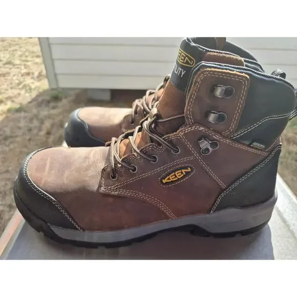 Keen Utility Mens Evanston 6in WP CT Bison/Black Leather Work Boots Size 13 EE - Picture 4 of 11